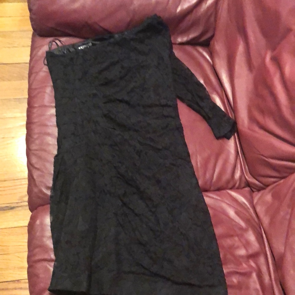 New Express black mini dress one shoulder